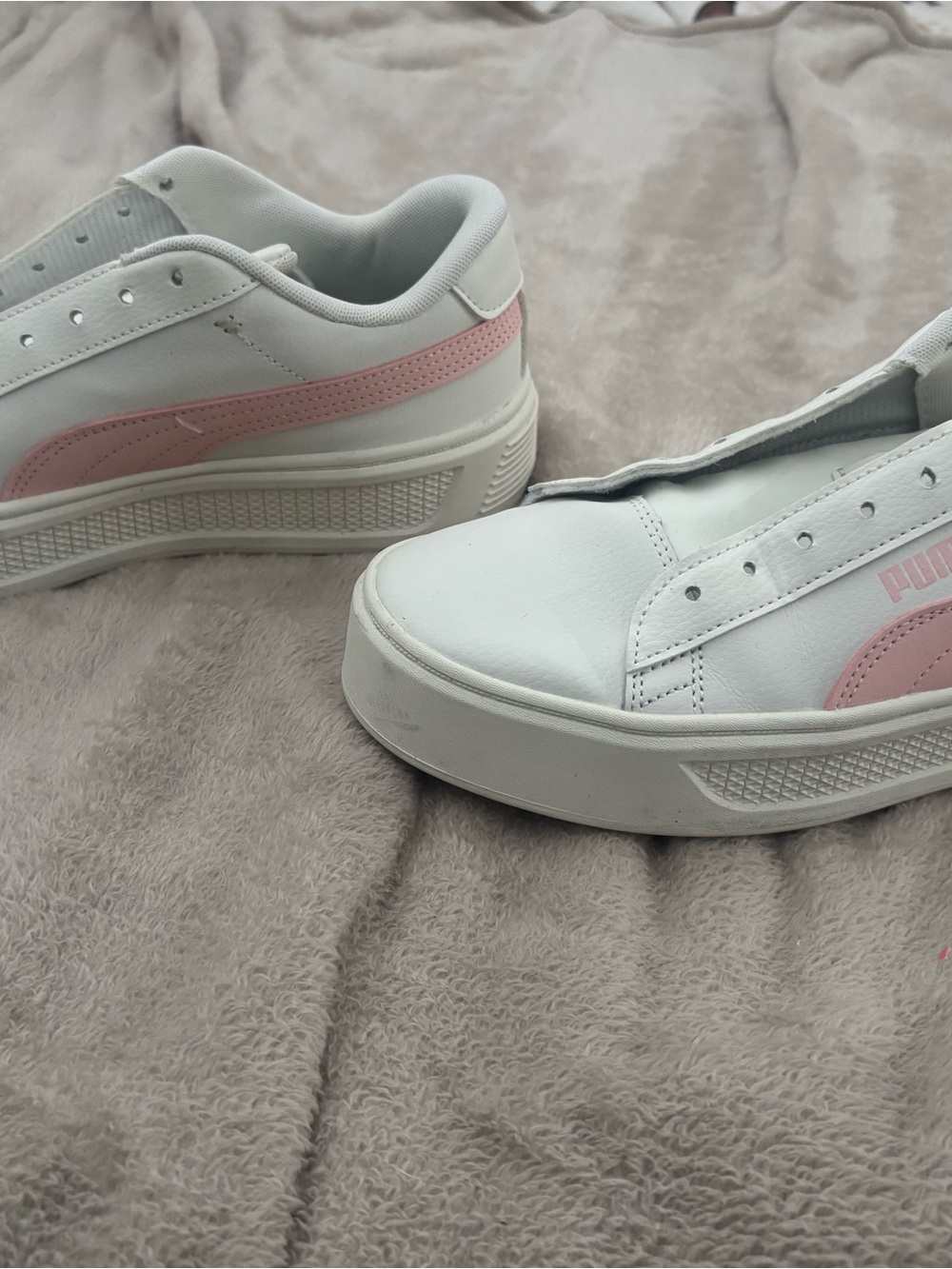 Puma White Sneakers with Pink Accent